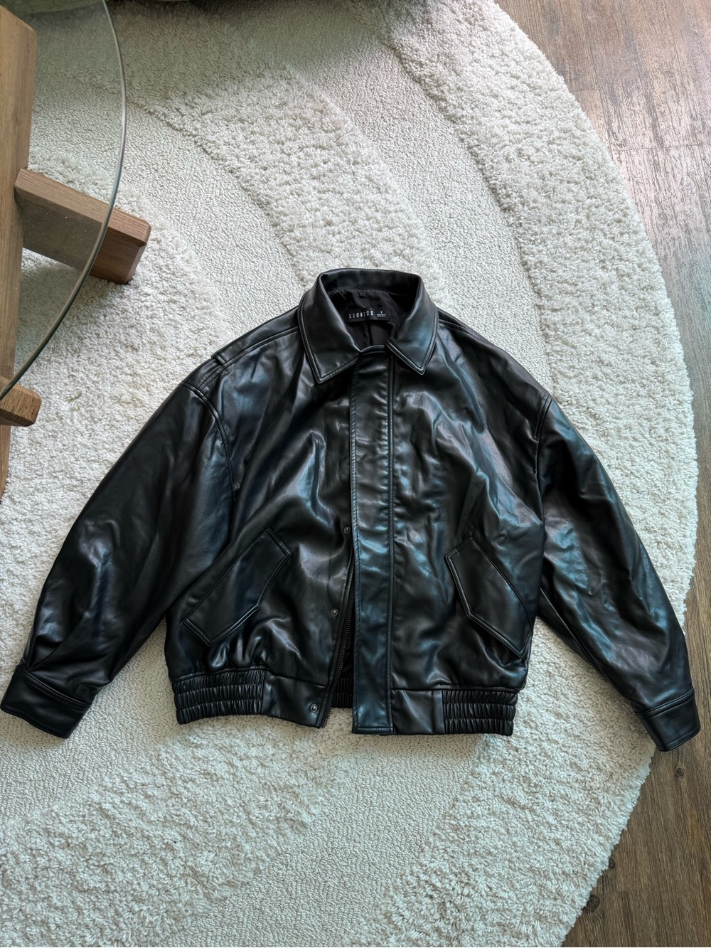 MINT CONDITION Lioness Black Faux Leather Bomber Jacket - Picture 2 of 3